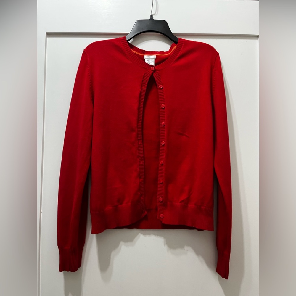 Red cardigan